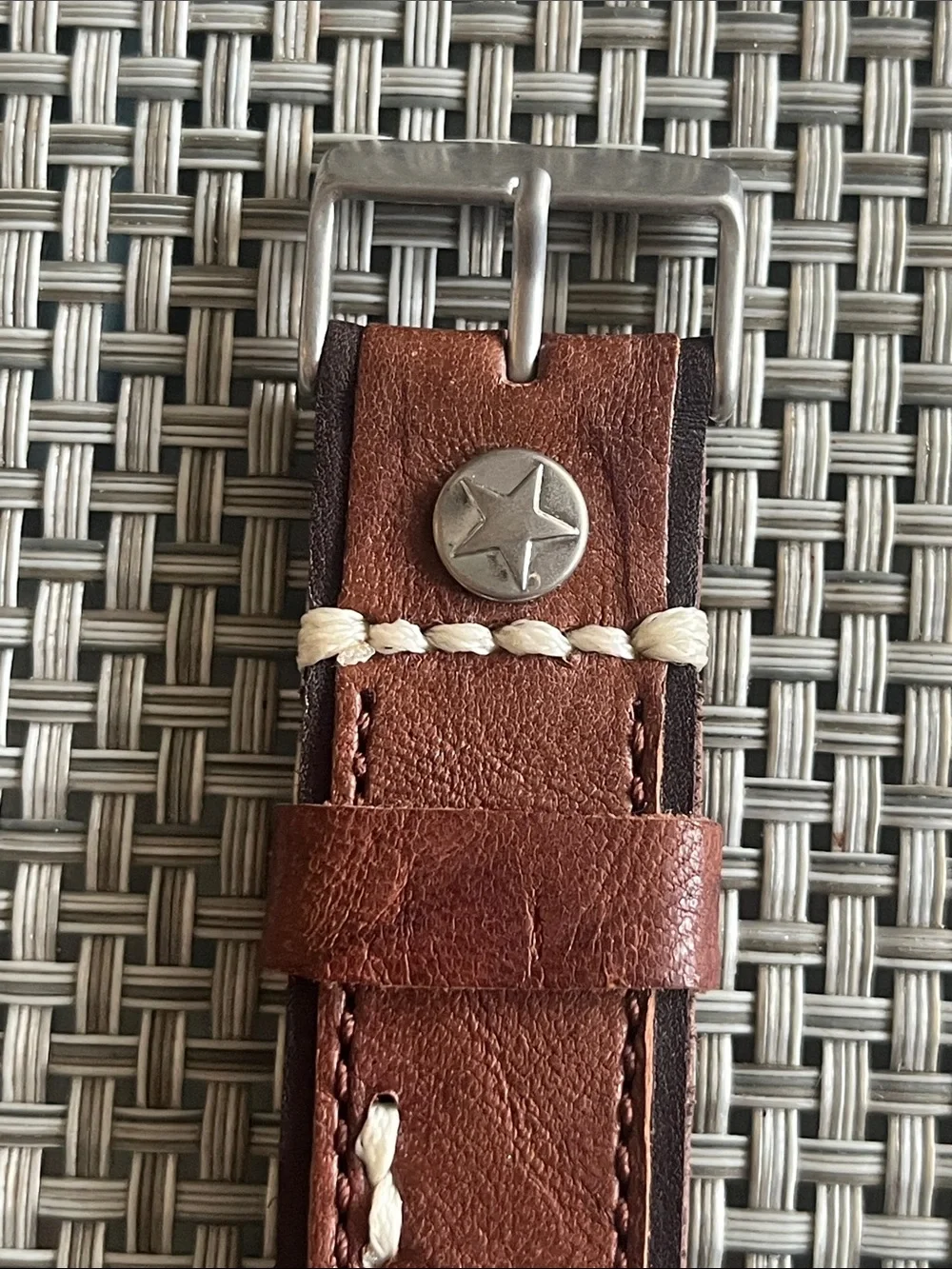 Lucky Brand Silver-Tone Case Watch with Brown Leather Strap